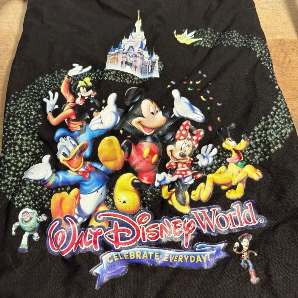Walt Disney World Black “Celebrate Everyday” Drawstring Backpack w/ Castle